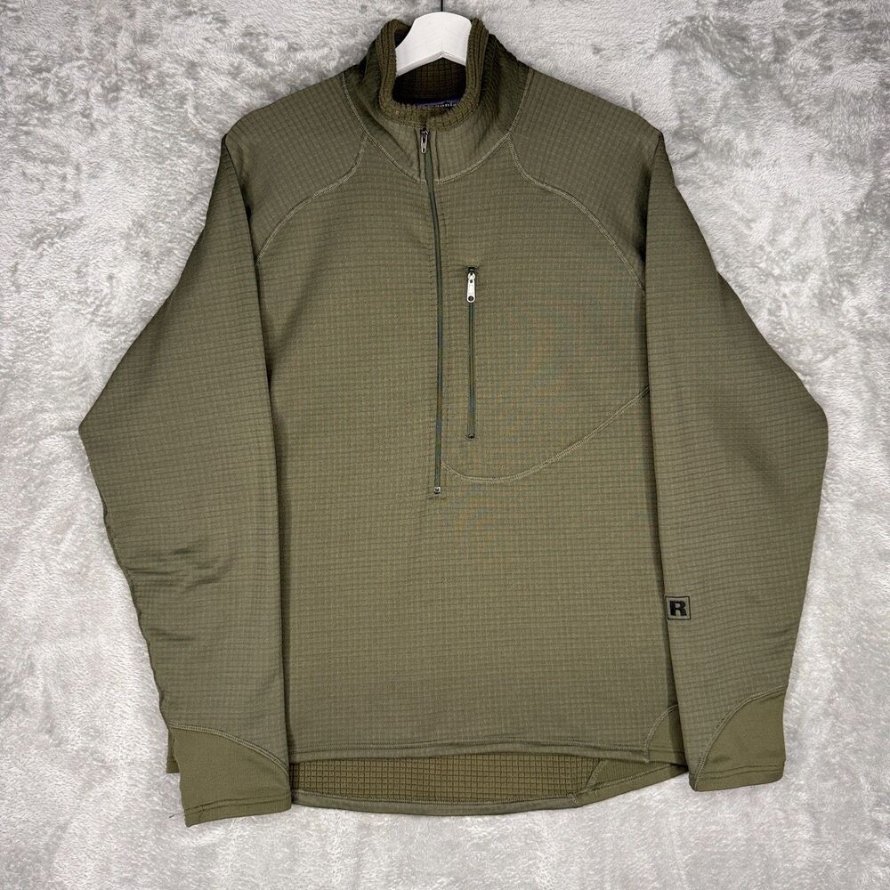 Vtg Patagonia MARS R1 Flash Pullover Mens Large 1/2 Zip Fleece Alpha Green USA